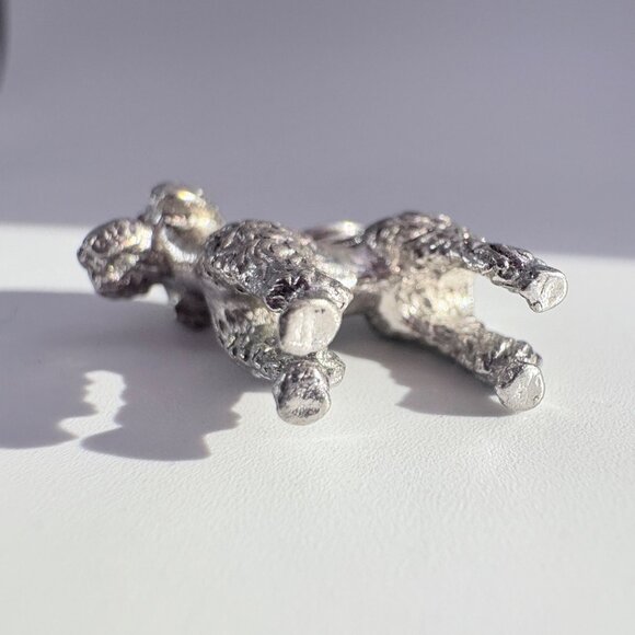VTG Sterling Silver 925 Poodle Red Eyes Dog Textured Pendant Size 0.75" Length - Picture 5 of 9
